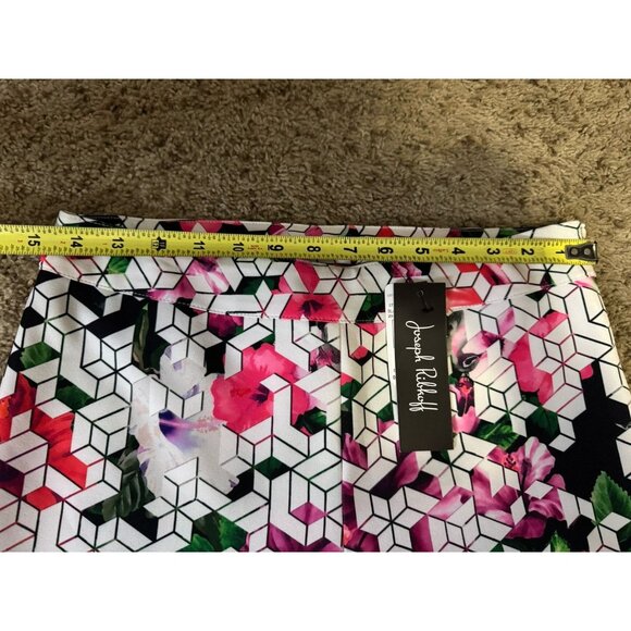 NWT JOSEPH RIBKOFF Floral Geometric Pull On Ankle Pants Artsy Career Sz 8 29x26 - Picture 5 of 8